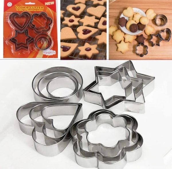 12-piece Stainless Steel Cookie Cutter Set – 4 Assorted Shapes For Baking