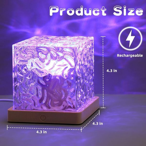 Water Ripple Crystal Lamp 3 Colors Flame (with Remote Attached Usb Cable)