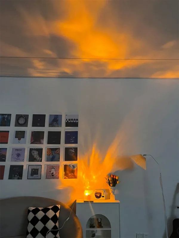 Water Ripple Crystal Lamp 3 Colors Flame (with Remote Attached Usb Cable)