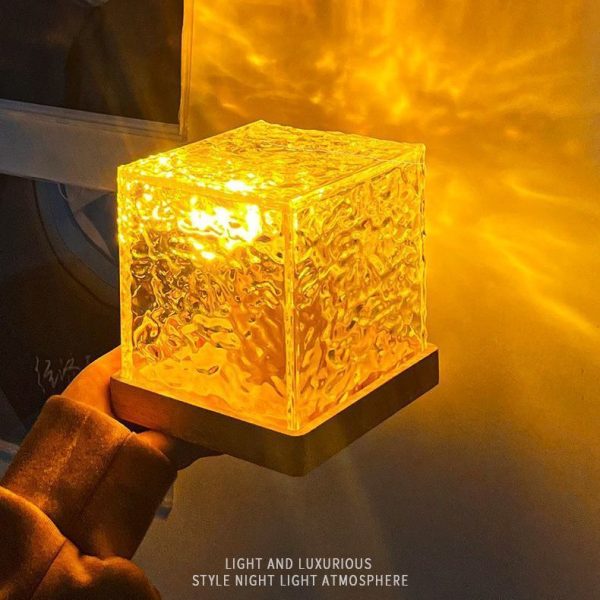Water Ripple Crystal Lamp 3 Colors Flame (with Remote Attached Usb Cable)
