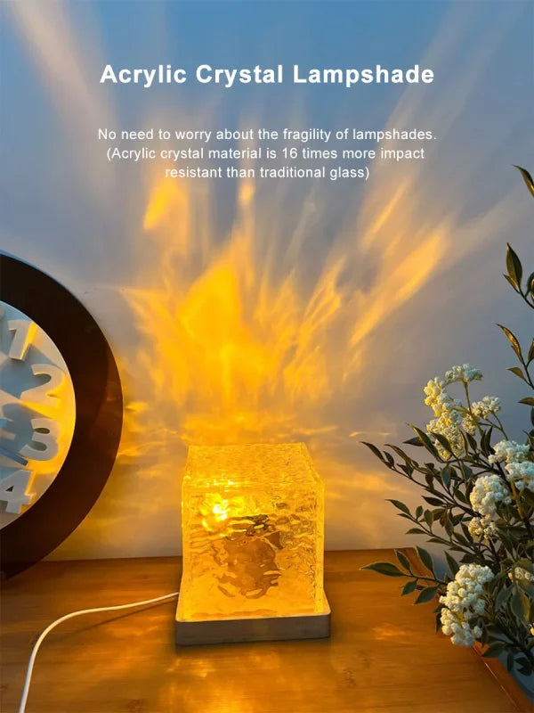 Water Ripple Crystal Lamp 3 Colors Flame (with Remote Attached Usb Cable)