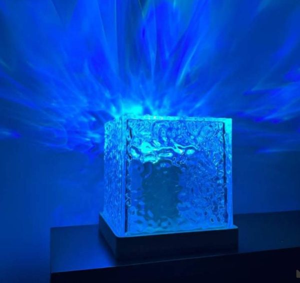 Water Ripple Crystal Lamp 3 Colors Flame (with Remote Attached Usb Cable)
