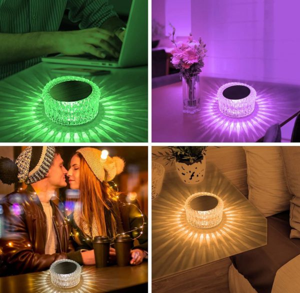 Led Crystal Table Lamp, 16 Color+remote Control
