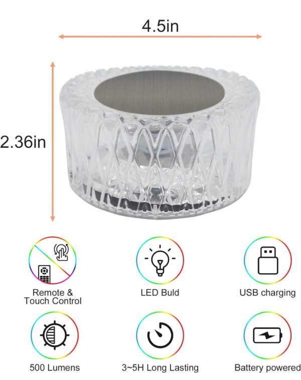 Led Crystal Table Lamp, 16 Color+remote Control