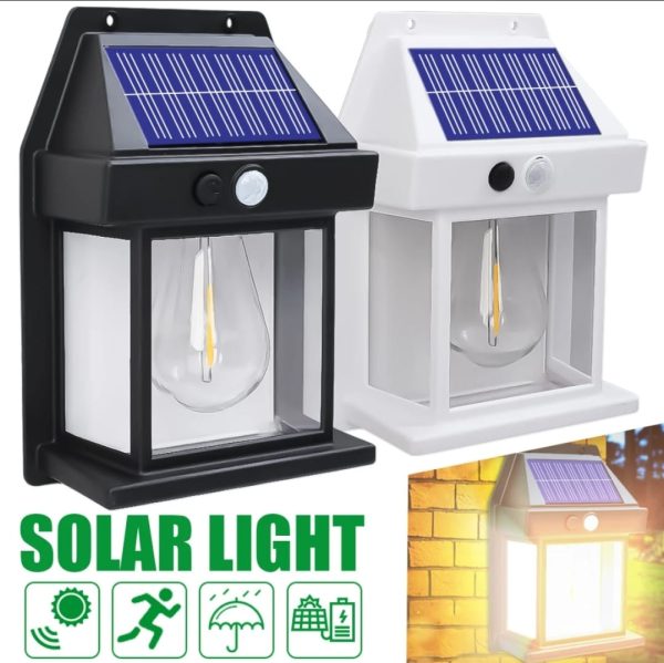 Solar Powered Motion Sensor Led Wall Lamp (black)