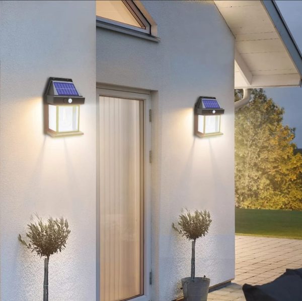Solar Powered Motion Sensor Led Wall Lamp (black)