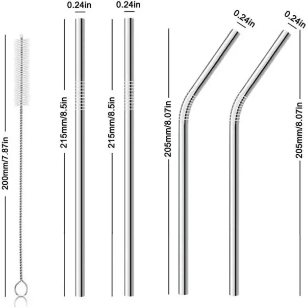 Stainless Steel Straw 5 Pcs Pack
