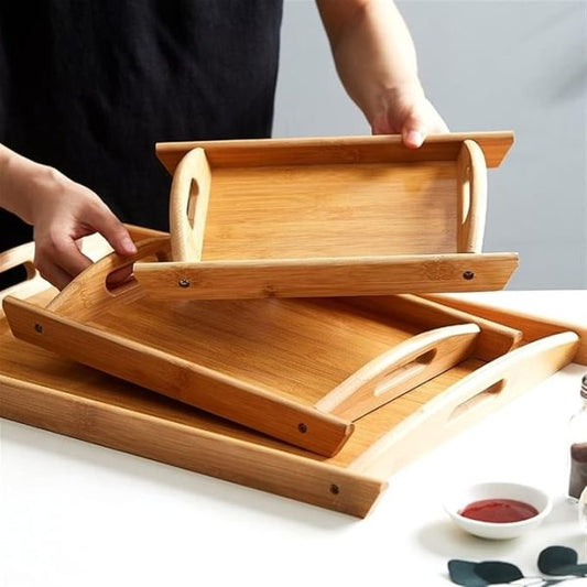 3 Pcs Wooden-serving Trays Set