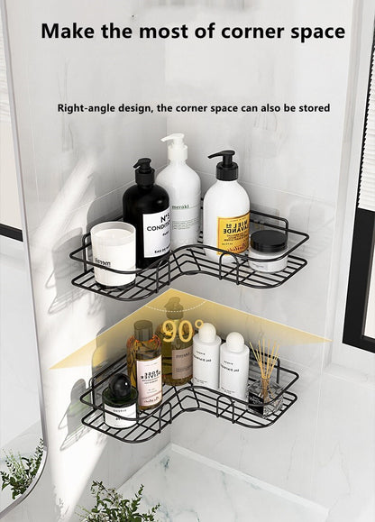 Metal Corner Rack For Bathroom & Kitchen with 2 Adhesive Screws