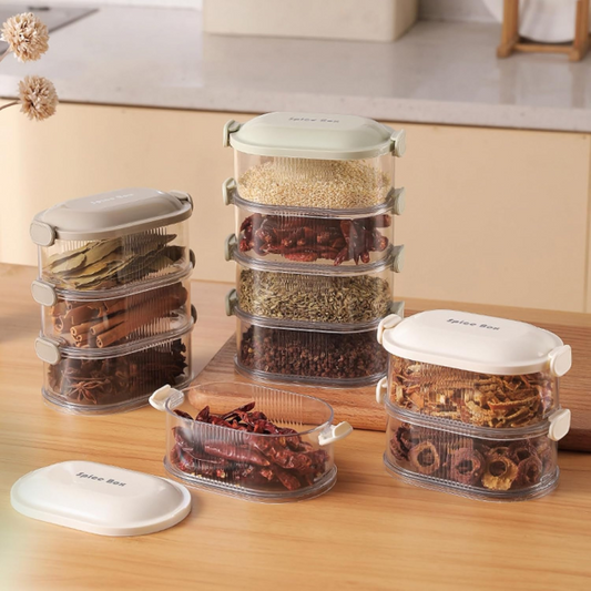 4 Layers Multi-layered Seasoning Spice Storage Box, (random Color)