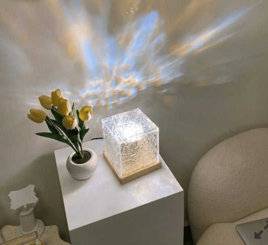 Water Ripple Crystal Lamp 3 Colors Flame (with Remote Attached Usb Cable)