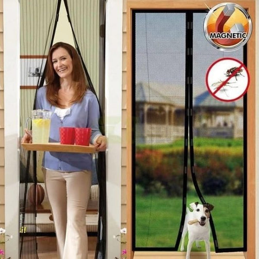 Hands-free Retractable Magic Mesh Screen Door