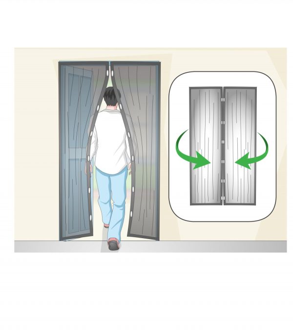 Hands-free Retractable Magic Mesh Screen Door