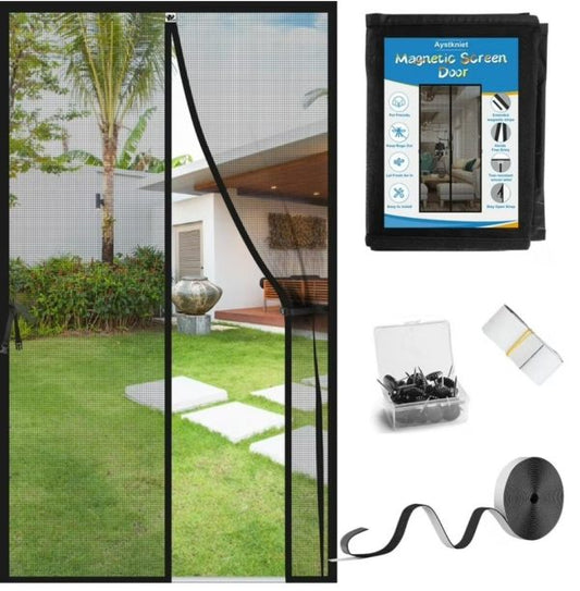 Hands-free Retractable Magic Mesh Screen Door
