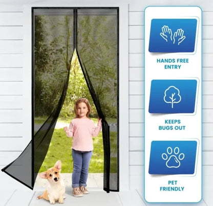Hands-free Retractable Magic Mesh Screen Door