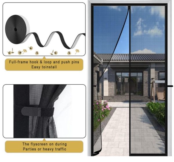 Hands-free Retractable Magic Mesh Screen Door