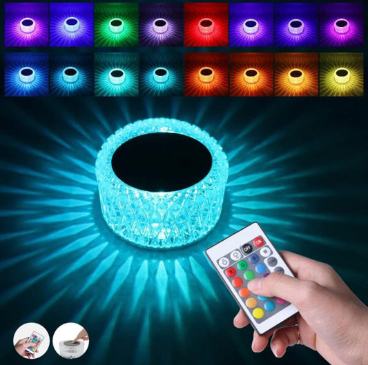 Led Crystal Table Lamp, 16 Color+remote Control