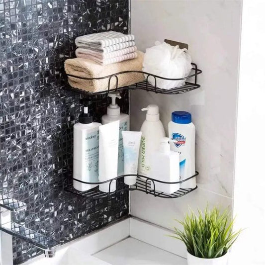 Metal Corner Rack For Bathroom & Kitchen with 2 Adhesive Screws