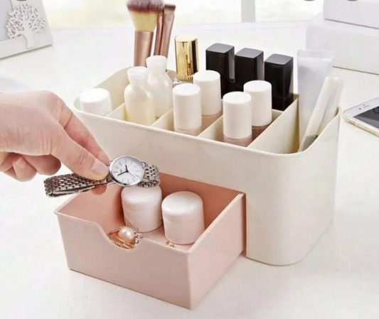 Plastic Makeup Storage Box With Small Drawer