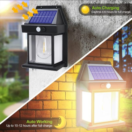 Solar Powered Motion Sensor Led Wall Lamp (black)